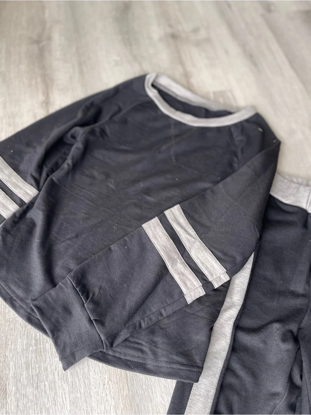 Kids Black and Gray Stripe Jogger Set